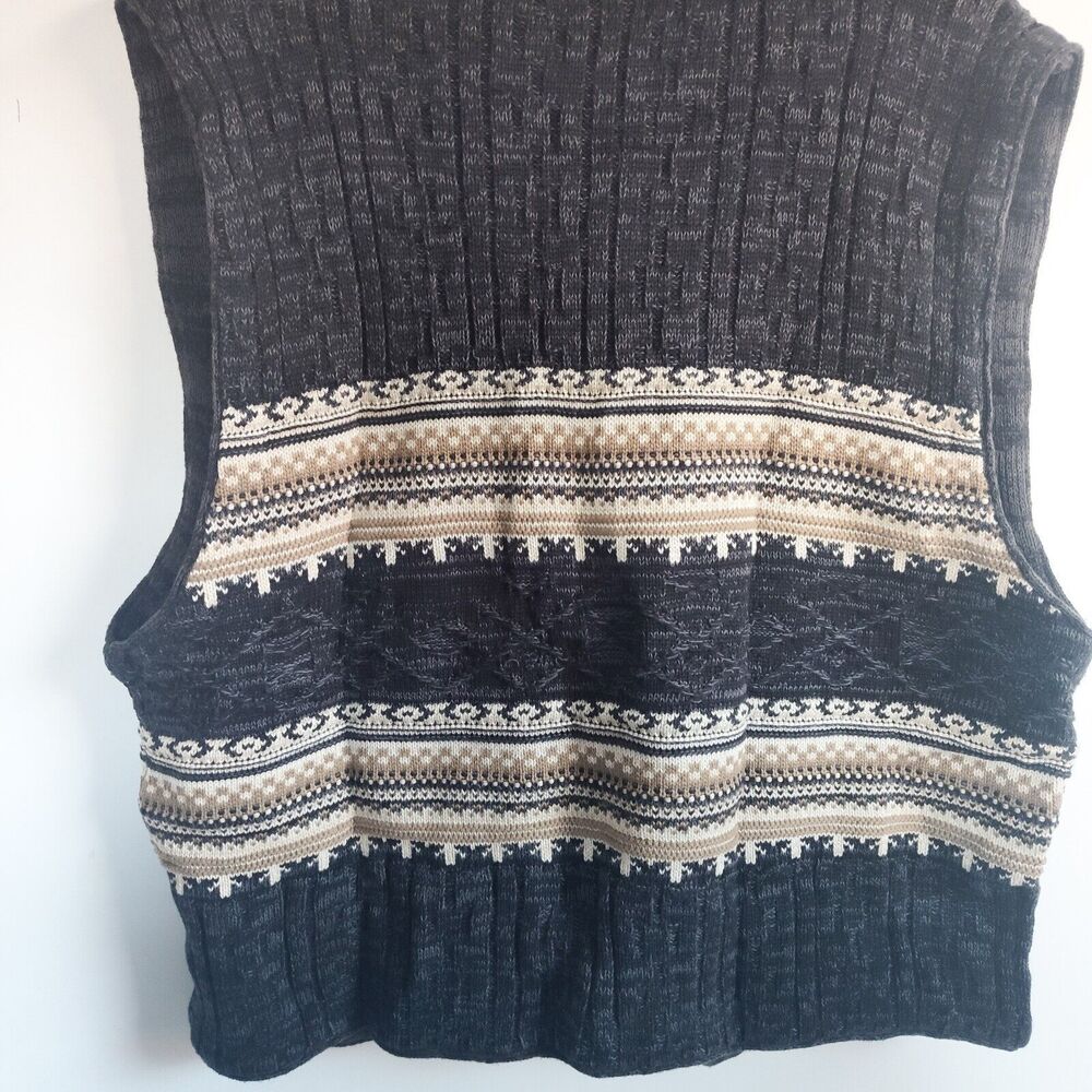 Vintage‎ Croft Barrow Cosby Grandpa Geometric Classic Cotton Sweater Vest XL Vtg - Picture 7 of 9